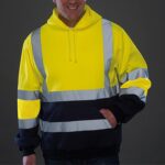 Mens High Visibility Safety Sweatshirts Reflective High Vis Construction Work Fall Winter Hoodies with Pocket - Image 2