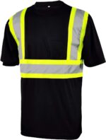 Hi Vis Class 3 T Shirt Reflective Safety Black Short Long Sleeve HIGH Visibility 39 55