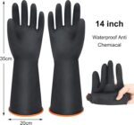 14" XL Latex Chemical Resistant Gloves - Reusable Heavy Duty Long Rubber Dishwashing Gloves for Men - Industrial Safety With Forearm Protection, Waterproof, Resist Strong Acid, Alkali, Oil - Image 2