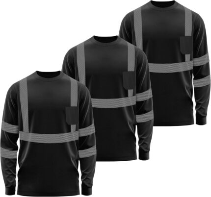 Hi vis Long Sleeve reflective Shirts for Men, Safety Shirts for Construction Class 3 (Sun protection,Sweat odor control)