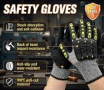 Impact Protection Gloves,Level5 Cut Resistant Work Gloves,Nitrile Coated Heavy Duty Work Gloves, Anti Vibration Gloves For Men,Women(1Pair,Large) - Image 2