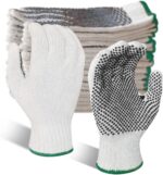 Safety Work Gloves 12 Pairs Cotton with Anti-Slip Grip Dots for Construction,Warehouse Lifting,House Moving