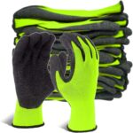 Crinkle Latex Rubber Hand Coated Safety Work Gloves for Men Women General Multi Use Construction Warehouse Gardening Assembly Landscaping (9/L, Green- 12Pair)