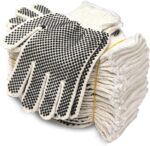 Cotton Polyester String Knit Shell Safety Protection Work Gloves for Painter Mechanic Industrial Warehouse Gardening Construction Men & Women 12 Pairs, With Two Side dots, L Size
