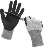 Cut Resistant Gloves Level 5, Black Nitrile Coated Work Gloves Non-Slip Ultra-Grip for Work, Gardening, Fishing (L)