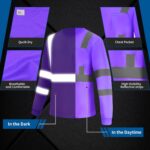 6 Pack Hi Vis Long Sleeve Safety Shirts Reflective  Shirts for Railway Colleague Moisture Wicking Multipack - Image 2