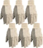 Canvas Work Gloves, Economy Dotted, 6 Pair Pack