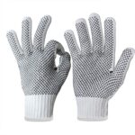 Cotton Polyester String Knit Shell Safety Protection Work Gloves for Painter Mechanic Industrial Warehouse Gardening Construction Men & Women 12 Pairs, With Two Side dots, L Size - Image 2