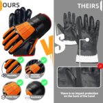 12'' Lined Double Dipped Nitrile Chemical Impact Resistance Gloves, One Size, Men's Gloves with Rubberized Safety Cuff, Orange ,Winter, X-Large, 1-Pair - Image 2