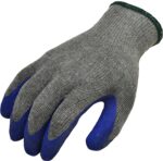 Rubber Latex Coated Work Gloves for Construction, Blue, Crinkle Pattern, Men's - Image 2